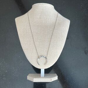 .925 Sterling Silver Hammered Crescent Pendant Necklace